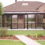 ogród zimowy brązowe ramki nie wykończony